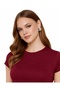 Burgundy Crew Neck Ultra Soft Women's Short Sleeve Bodysuit - 2