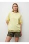 26006 100% Cotton Crew Neck Lace Detail Loose Combed Cotton Blouse