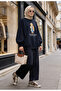 Bear Sea Comfort Cotton Oversize Set – Loose Fit with Wide Legs - Navy Blue - 2