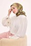 Viscose Velora Scarf Four Seasons Wave Pattern Oil Green 90X90 - 2