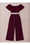 Burgundy 2-Piece Combination Woven Crop Pants