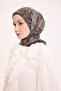 Viscose Velora Scarf Four Seasons Wave Pattern Smoky Dark Green 90X90 - 3