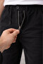 Men's Linen Pocket Trousers with Elastic Waist, Lace-Up Front, Zipper - Black - 2
