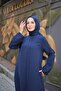 Alin Stone Embellished Robe Navy Blue - 1005 - 3