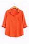 Women's Navy Blue, White, Red, Burgundy, Orange Cotton Oversize Linen Single Pocket Casual Shirt - 6
