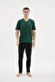 100% Cotton New Season Large Size V-Neck Men's Pajama Set - 2