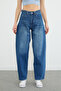Waist Buckle High Waist Baggy Jeans - 6