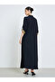 Black Stand Collar Jalabiya with Embroidered Sleeves - 4