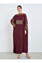 Burgundy Rhinestone Embellishments Jalabiya with Matching Hijab - 5