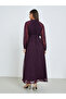 Purple A-Line Maxi Dress with Tie-Up Belt - 6