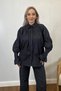 Antax Stone Embroidered Balloon Sleeve Denim Women's Top and Bottom Set - Anthracite / Black - 3