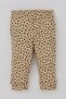 Baby Girl Pajama Set with Shoulder Patches and Floral Pattern, 4 Months-1 Year, Beige - 5