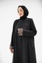 عباية ساري كوربا بأكمام مطوية - أسود - مينك - 4