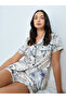Butterfly Floral Print Satin Shirt and Shorts Set - 2