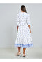 White Embroidered Midi Dress with 3/4 Sleeves - 5