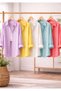 5-Pack Women's Lilac, Yellow, White, Mint Green and Baby Blue Cotton Oversize Linen Single-Pocket Comfortable Shirts