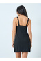 Black Lace Trim Button Detail Slip Dress - 4