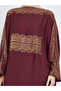 Burgundy Rhinestone Embellishments Jalabiya with Matching Hijab - 6
