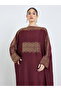 Burgundy Rhinestone Embellishments Jalabiya with Matching Hijab - 3