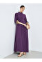 Purple Stand Collar Jalabiya with Embroidered Sleeves - 3