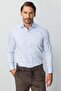 Blue Regular Fit Wide Fit Classic Collar Plain Long Sleeve Pocketless 100% Cotton Non Iron Iron-Free Shirt - 4