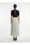 Apsen Women Water Green Floral Patterned High Waist Elastic Flowy A-Line Maxi Skirt 2204-90 - 2