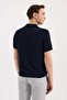 Navy Blue Slim Fit Patterned Knitwear Polo Neck T-Shirt - 4