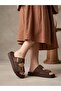 Summer Women's Brown Thin Sole Buckle Slippers