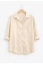 5-Pack Women's Mint Green, Pink, Beige, Black, Blue Cotton Oversize Linen Single Pocket Comfortable Shirts - 4