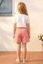 Girl's Top and Bottom Set Summer Plaid Shorts with Skirt and Bow Detail Red - 3