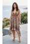 Women's Strappy Asymmetrical Cut Detailed Patterned Single Jersey Dress - 5