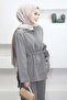 6307 - Stylish Comfortable Waist Drawstring Detailed Shirt Collar Woven Fabric Women's Set - 2