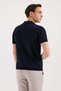 Navy Blue Slim Fit Knitwear Zippered Polo Neck T-Shirt - 4