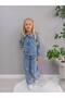 Girls' Blue Flower-Embroidered Jeans Set - 2