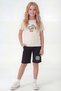 T-Shirt and Capri Pants Set with Print Detail for Girls, Round Neck Top and Bottom Set - 2