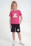 T-Shirt and Capri Pants Set with Print Detail for Girls, Round Neck Top and Bottom Set - 2