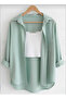 Women's Black, White, Burgundy, Blue, Mint Green Cotton Oversize Linen Single Pocket Casual Shirt - 6