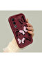 Oppo A5 5g Compatible Shockproof Simple Claret Red Silicone Phone Case Butterfly Pattern - 3