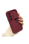 Samsung Galaxy S25 Fe Compatible Shockproof Simple Claret Red Silicone Phone Case Heart Pattern - 2