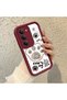 Redmi 15 5g Compatible Shockproof Simple Claret Red Silicone Phone Case Cat Pattern - 3