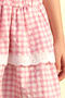 Girl's Top and Bottom Set Summer Plaid Patterned Skirt with Collar Detail Pink - 4