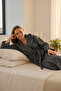 Hooded Doğam Bathrobe Anthracite - Compatible for Women & Men - Soft Textured Modern Home & Bathroom Robe - 8