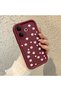 Vivo V60 Lite Compatible Shockproof Simple Claret Red Silicone Phone Case Cover Flower Pattern - 3