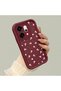 Oppo Reno 14 Pro 5g Compatible Shockproof Simple Claret Red Silicone Phone Case Flower Pattern - 3