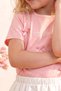 Girl's Top and Bottom Set with Summer Balloon Skirt and Bow Detail in Pink - 3