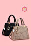 2-Piece Women's Butterfly Hand and Shoulder Bag with Charm Detail