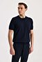 Navy Blue Slim Fit Crew Neck Rayon T-Shirt