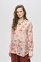 Women's Floral Patterned Draped Buttoned Shirt
