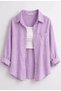 Women's Black, White, Beige, Lilac, Pistachio Green Cotton Oversize Linen Single Pocket Casual Shirt - 5