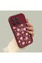 Poco F8 Pro 5g Compatible Shockproof Simple Claret Red Silicone Phone Case Flower Pattern - 3
